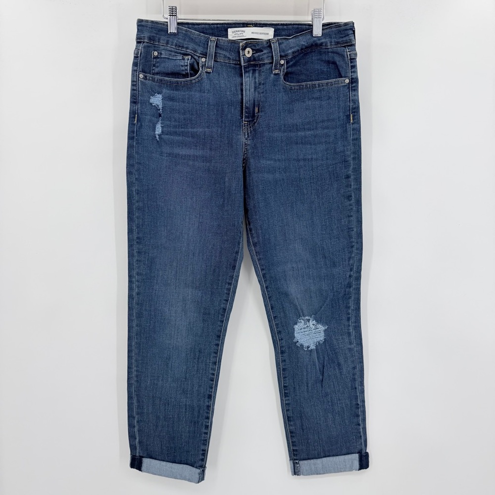 Levi Strauss Women's Mid‎ Rise Boyfriend Slim Fit Distressed Cuffed Jeans 10/W30